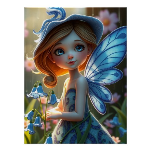 Springtime Bluebell Fairy Art Poster (Vorderseite)