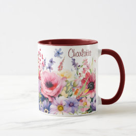 Springtime-Blume fügen dem Namensgeschenk-Kaffee h Tasse