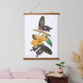 Springtime-Blume und Butterflys Wandteppich Mit Holzrahmen (Schlafzimmer)