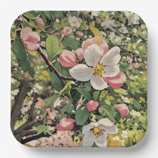 Springtime-Blüten - PapierTeller (Vorderseite)