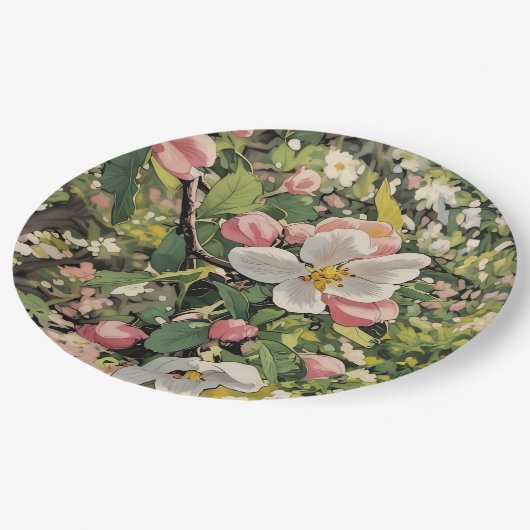 Springtime-Blüten - PapierTeller (Schrägansicht)