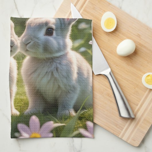 Springtime Bunnies Geschirrtuch (Viertel Falte)