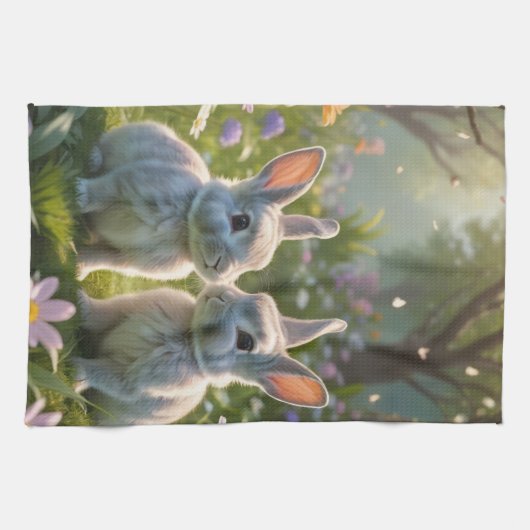 Springtime Bunnies Geschirrtuch (Horizontal)