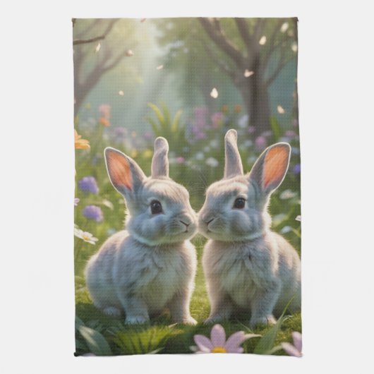 Springtime Bunnies Geschirrtuch (Vertikal)
