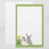 Springtime Bunnies in Blume Briefpapier (Vorne/Hinten)