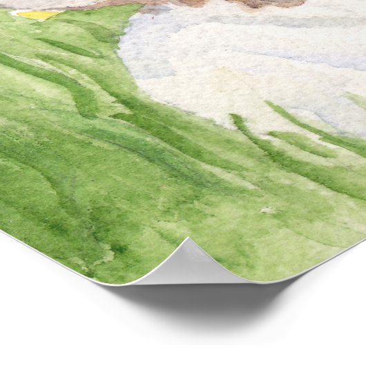 Springtime Bunnies in Blume Poster (Ecke)