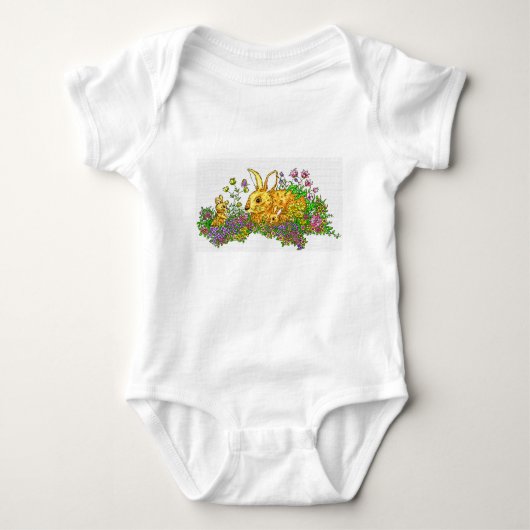 Springtime Bunnies in einem Bereich der Blume Baby Strampler (Vorderseite)