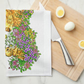 Springtime Bunnies in einem Bereich der Blume Geschirrtuch (Viertel Falte)