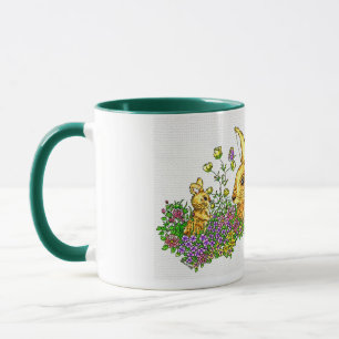 Springtime Bunnies in einem Bereich der Blume Tasse