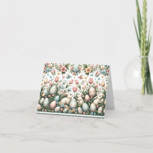 Springtime Bunnies und Osterjoy Pattern Dankeskarte