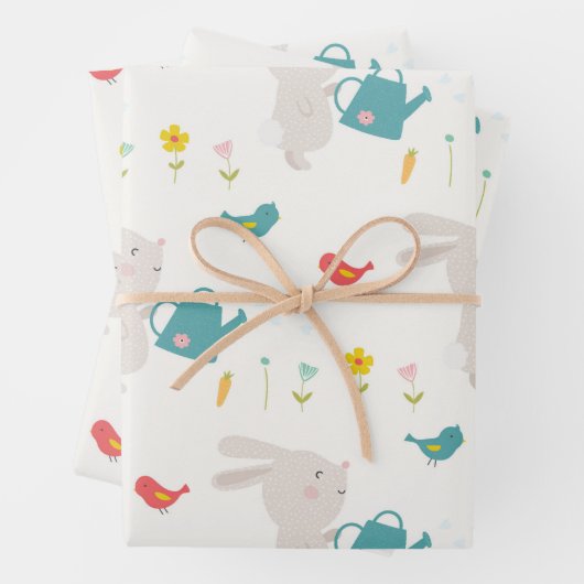 Springtime Bunnies Wrapping Paper  Geschenkpapier Set (Beispiel)