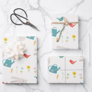 Springtime Bunnies Wrapping Paper  Geschenkpapier Set