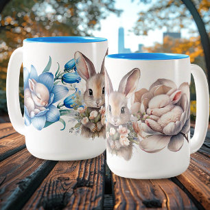 "Springtime Bunnies" Zwei-Tone-Keramiken-Tasse Zweifarbige Tasse