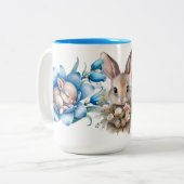 "Springtime Bunnies" Zwei-Tone-Keramiken-Tasse Zweifarbige Tasse (Vorderseite Links)