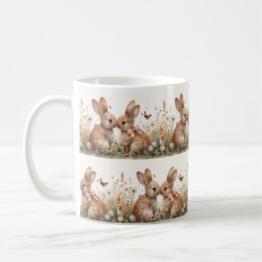 Springtime Bunny Bliss: Whimsical Oaster Kaffeetasse (Links)
