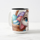 Springtime Bunny Bliss Zweifarbige Tasse (Vorderseite Links)