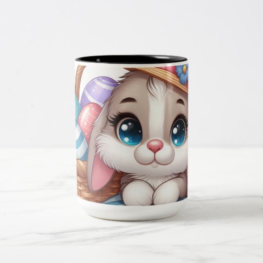 Springtime Bunny Bliss Zweifarbige Tasse (Mittel)
