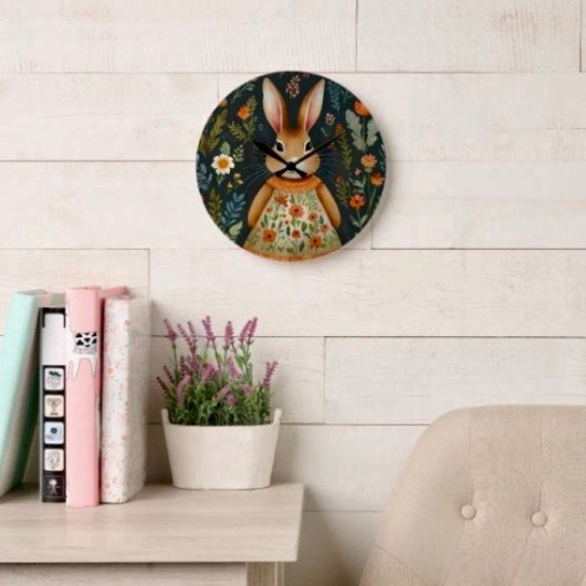 Springtime Bunny Clock Große Wanduhr