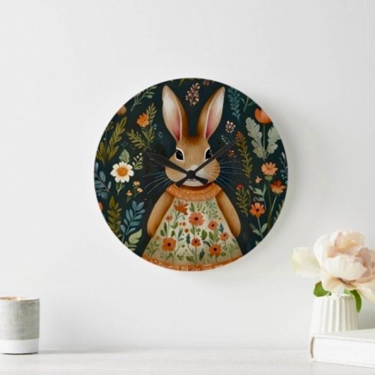 Springtime Bunny Clock Große Wanduhr