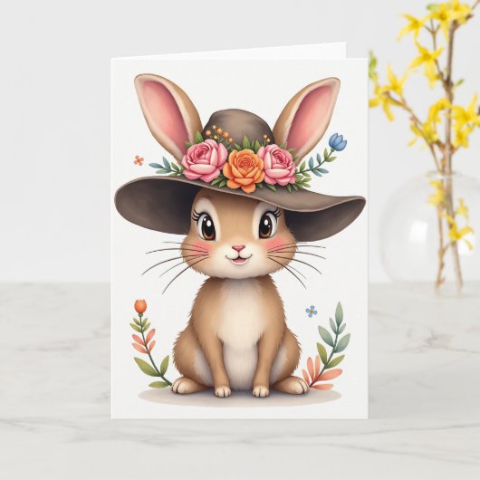 Springtime Bunny Friend Card Karte (Gelbe Blume)