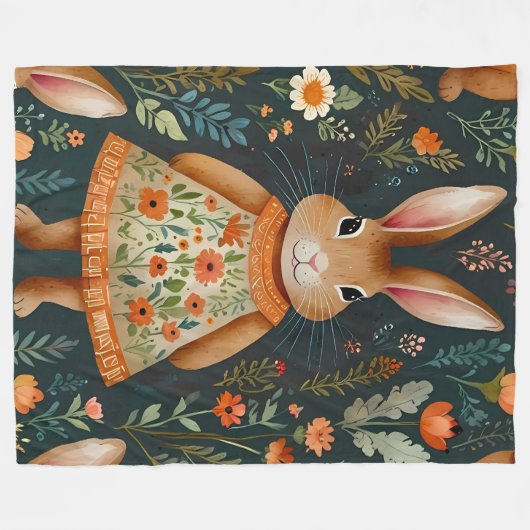 Springtime Bunny Magic Fleece Blanket (Vorderseite (Horizontal))