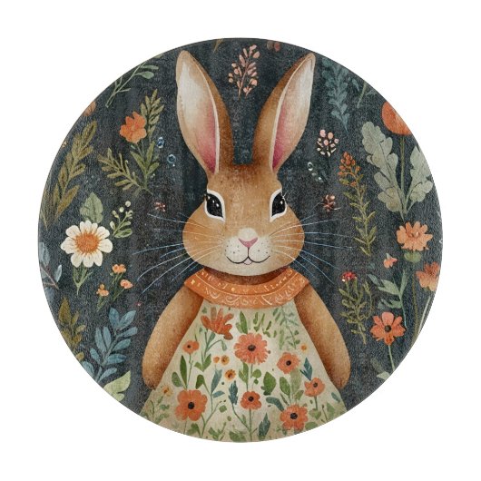 Springtime Bunny Magic Glass Cutting Board Schneidebrett (Vorderseite)