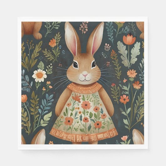 Springtime Bunny Magic Patch Papier Napkin Serviette (Vorderseite)