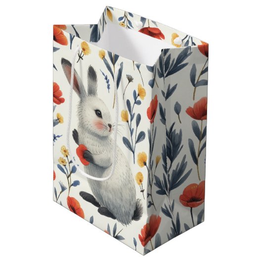 Springtime Bunny Mittlere Geschenktüte (Vorderseite Schrägansicht)