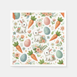 Springtime Bunny und Carrot Napkins Serviette