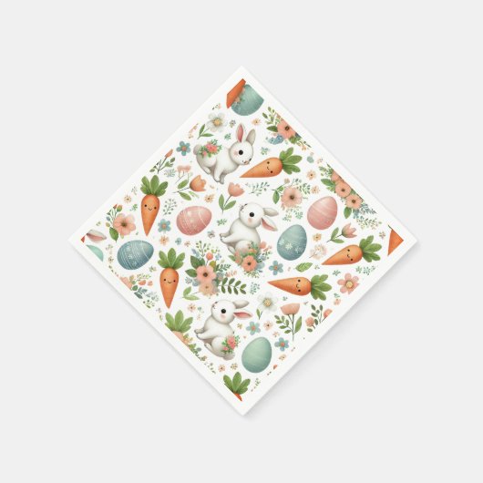 Springtime Bunny und Carrot Napkins Serviette (Ecke)