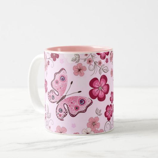 Springtime-Butterfly-Tasse Zweifarbige Tasse (Vorderseite Links)