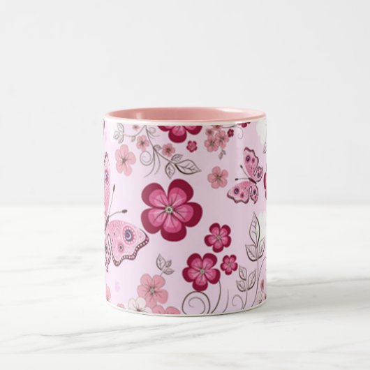 Springtime-Butterfly-Tasse Zweifarbige Tasse (Mittel)