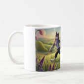 Springtime Chase - spielerischer Wolf und Kaninche Kaffeetasse (Links)