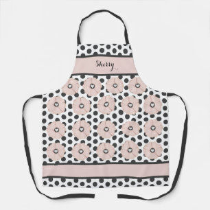 Springtime Cheery Pink Floral Polka Dot Schürze