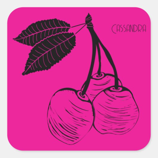 Springtime Cherry Tree Woodcut Quadratischer Aufkleber (Vorderseite)