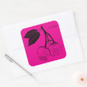 Springtime Cherry Tree Woodcut Quadratischer Aufkleber (Umschlag)