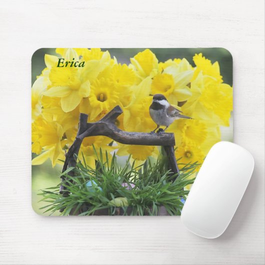 Springtime chickademousepad mousepad (Mit Mouse)