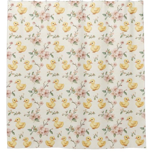 Springtime Duckling Delikatessen Ostern Duschvorhang (Vorderseite)