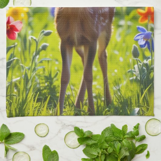 Springtime Fawn Geschirrtuch (Gefaltet)