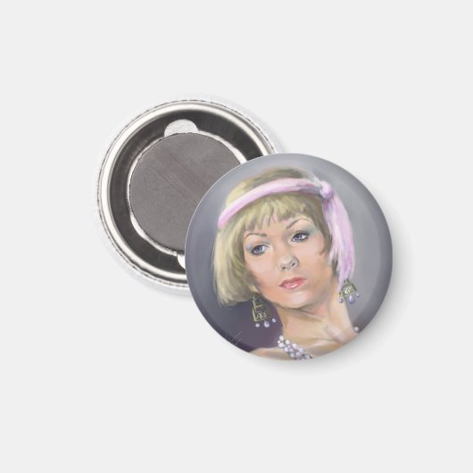 Springtime Flapper Portrait Magnet (Vorderseite/Rückseite)