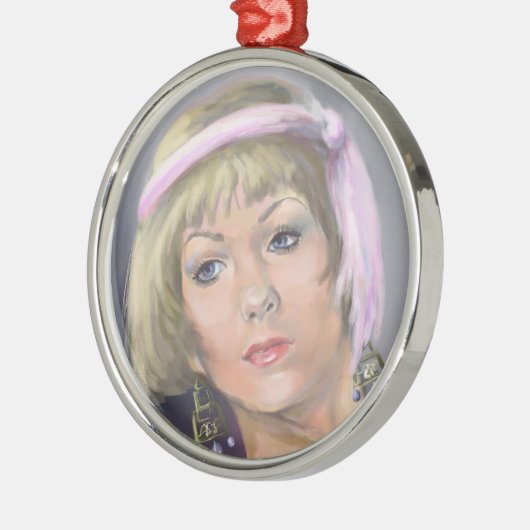 Springtime Flapper Portrait Premium Runde Ornament (Links)
