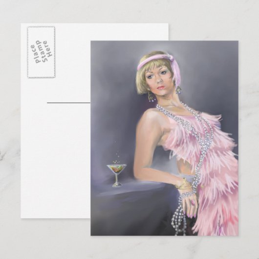 Springtime Flapper Postkarte (Vorne/Hinten)