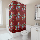 Springtime Floral Botanische Farbe Burgandy Duschvorhang (Beispiel)