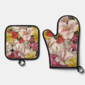 Springtime Floral Bouquet Ofenhandschuh & Topflappen-Set (Vorderseite)