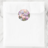 Springtime Floral Crocus Fields Runder Aufkleber (Tasche)