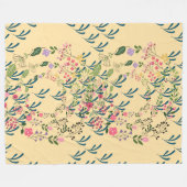 Springtime Floral + Leaf Design Yellow  Fleecedecke (Vorderseite (Horizontal))