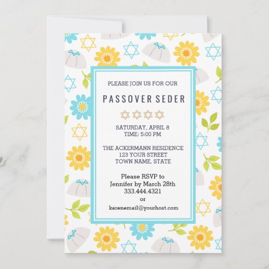 Springtime Floral Pessach Einladung (Vorderseite)