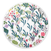Springtime Floral Ring + Leaf Ceramic Drawer Pull Keramikknauf (Vorderseite)