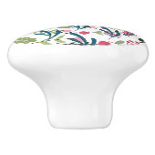 Springtime Floral Ring + Leaf Ceramic Drawer Pull Keramikknauf (Seitenansicht)