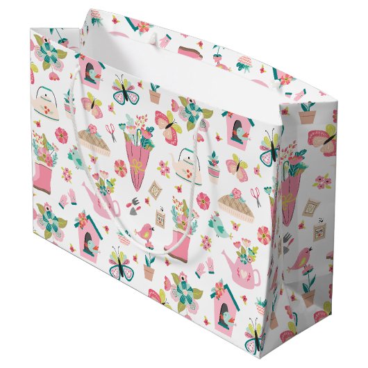 Springtime Garden Große Geschenktüte (Rückseite Schrägansicht)